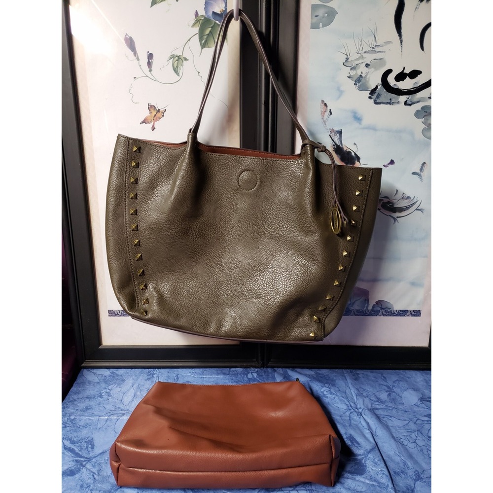 Carlos by Carlos SANTANA SERENA TOTE BROWN STUDED DETAIL 16X5X12"‎